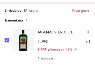 Jagermeister de 70cl por 7€.