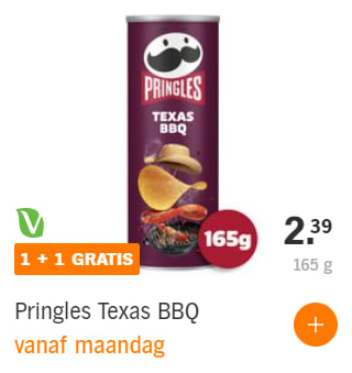 Pringles nu 1+1 gratis bij AH