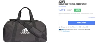 Adidas Bolsa de viaje Tiro 24.5L por 14,99€