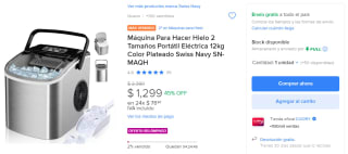 Máquina Para Hacer Hielo 2 Tamaños Portátil Eléctrica 12kg por $1,299 en Mercado Libre