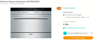 Siemens Inbouw Vaatwasser SK75M522EU voor €506 bij Artandcraft