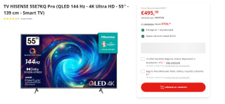 Televisor QLED 55'' Hisense 55E7KQ PRO Smart TV UHD 4K, Quantum Dot Colour por 485€