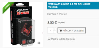 Star Wars X-Wing 2ª Edición. Tie Del Mayor Vonnreg por 8€