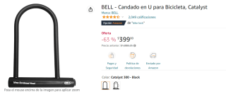 Candado en U para Bicicleta a $399 en Amazon