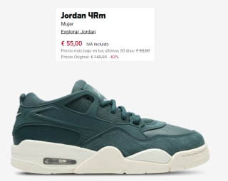 2 Pares de Zapatillas para Mujer Nike Jordan 4Rm por 82.99€