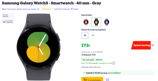 Samsung Galaxy Watch5 - Smartwatch - 40 mm - voor €173 bij Bol.com