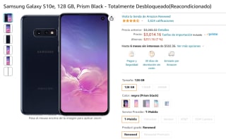 Samsung S10e 128GB Reacondicionado por $3,014 en Amazon