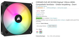 Corsair iCUE AR120 DRGB 120mm PWM, Zwart voor €11,90 bij Amazon