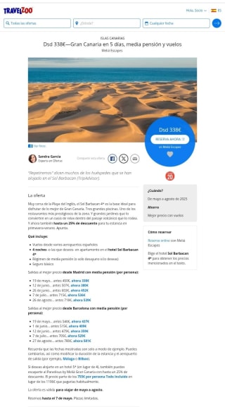 Gran Canaria 5 dias Media Pensión y Vuelos desde 352€.