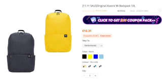 Xiaomi Mi mini rugzak (10L) 2 stuks voor €10,19 bij Gshopper