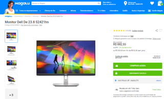Monitor Gamer da Dell de 24 polegadas - R$ 882,55