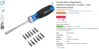 Magnetische ratelschroevendraaier voor €8,85 bij Amazon
