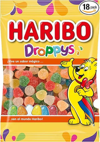 Haribo Droppys - 18 bolsas x 100g (1800 gr) por 1,32€