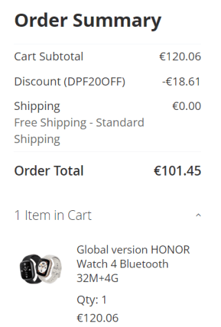 Honor Watch 4 voor €101,45 dmv code bij Gshopper