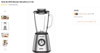 Tefal BL439D Blender Blendforce II 1,8L voor €29 bij Blokker