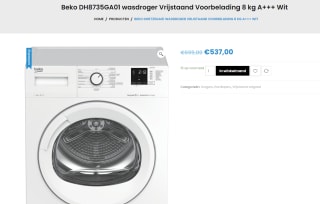 Beko DH8735GA01 warmtepompdroger voor €537 bij Handelbijvanandel