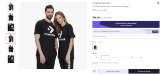 Camiseta marca Converse unisex en color negro por 12,11€