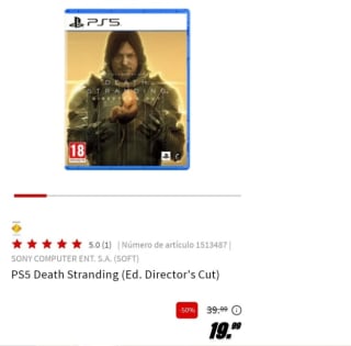 Juego Death Stranding (Ed. Director's Cut) PS5 por 19,99€.
