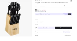 San Ignacio Juego de cuchillos, 15 piezas: cuchillos en acero inoxidable y tacoma de madera por 12.74€