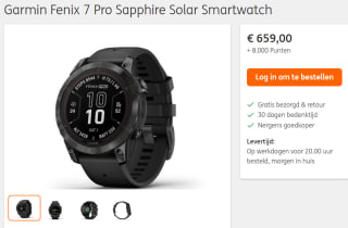 Garmin - 010-02777-11 - Fenix 7 Pro Sapphire Solar voor €659 + 8.000 ING rentepunten