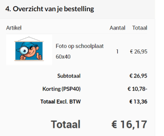 40% korting op een schoolplaat met eigen foto (vanaf €16,17)
