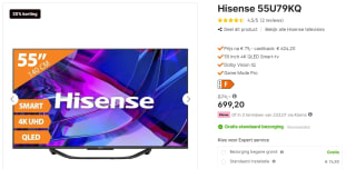 Hisense 55U79KQ Mini-LED ULED 4K TV (2023) voor €624,20 na cashback bij Expert