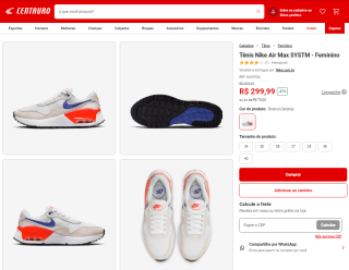 Tênis Feminino da Nike, modelo Nike Air Max SYSTM - R$ 299,99