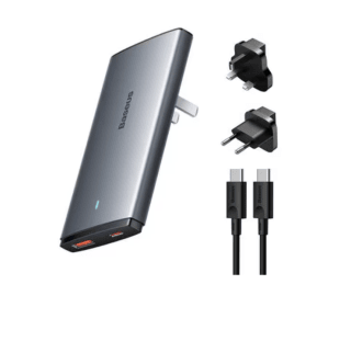 Cargador USB de 2 puertos Baseus 65W con carga rápida Tipo-C+20W USB-A por solo 32,28€