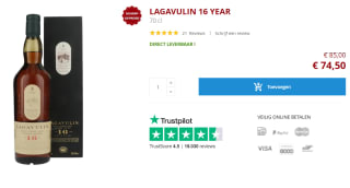 Lagavulin 16 Years Old 0,70 ltr 43% voor €74,50 bij Drankgigant