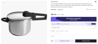 Olla a presión súper rápida de 6 Litros Cruz de Malta® Maltinox, fabricada en acero inoxidable 18/10, 5 sistemas de seguridad por 24.76€