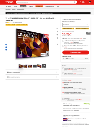 TV LG EVO OLED55G45LW GALLERY + Soporte + 12 meses Filmin por solo 1.399€