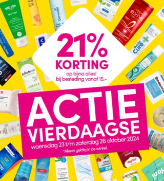 21% korting op bijna alles bij besteding vanaf €15 bij DA in de winkels