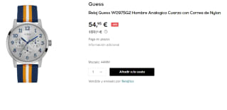 Reloj Guess W0975G2 de Hombre Analogico de Cuarzo con Correa de Nylon por 54.95€