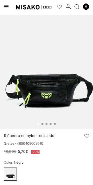 Riñonera de nylon reciclado por 5,70€.