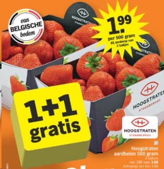 500 g Belgische aardbeien voor €1,99 bij AH