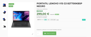Portatil Lenovo V15 G3 82TT00KBSP con I3-1215U 8GB SSD 256GB 15.6 FHD por 299€