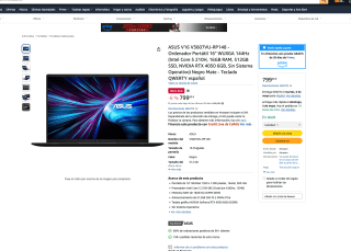 Portátil ASUS V16 V3607VU-RP148 16" WUXGA 144Hz Intel Core 5 210H 16GB RAM 512GB SSD NVIDIA RTX 4050 6GB Sin SO por solo 799€