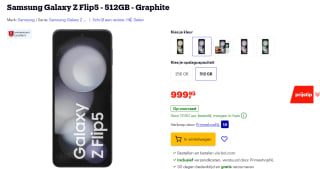 Samsung Galaxy Z Flip5 5G 512GB Graphite voor €999,95 bij Bol.com