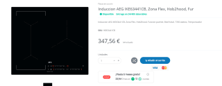 Placa Induccion AEG IKE63441CB, Zona Flex, Hob2hood, Fur por 347,56€