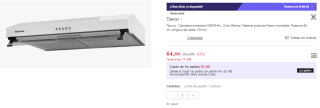 Campana extractora Taurus C60WHAL de Acero inoxidable con Potencia 60 W y Longitud del cable 130 cm por 64.39€ (Cuenta Nueva 52.39€)