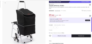 Carrito Compra con Asiento VEVOR por 37,36€ (25,36€ cuenta nueva)