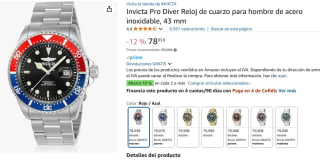 Reloj de cuarzo para hombre de acero inoxidable, 43 mm Invicta Pro Diver por 78€