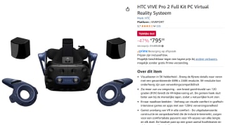 HTC Vive Pro 2 Full Kit - VR headset voor €795 bij Amazon
