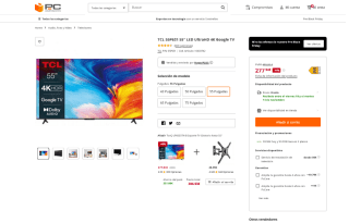 TCL 55P631 55" LED UltraHD 4K Google TV por solo 277,94€
