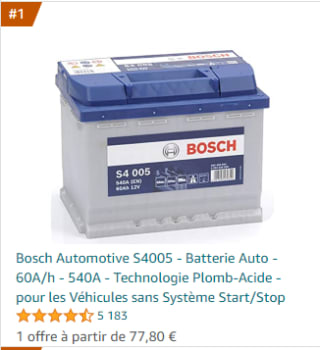 Batterie Auto Bosch S4005 à 77,80€