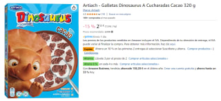 6 Paquetes de Galletas de cereales a cucharadas con cacao y vitaminas Dinosaurus Artiach 320 g. por 9.17€