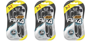 3 Paquetes de BIC Flex4 maquinillas de afeitar desechables para hombre, para un afeitado apurado y rápido, Blíster de 3+1 cuchillas de afeitar, Estándar por 10.34€
