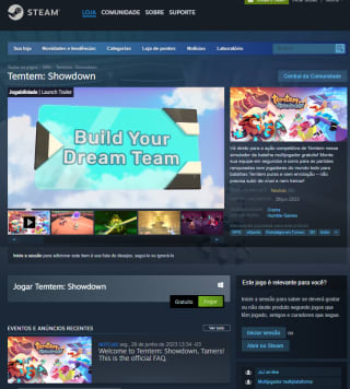 Jogo: Temtem - Showdown - Gratuito no Steam.