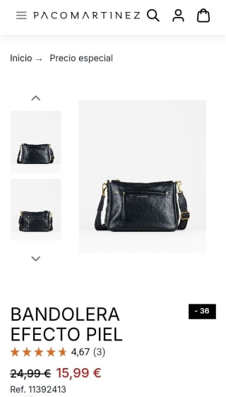 Bandolera efecto piel por 15,99€.