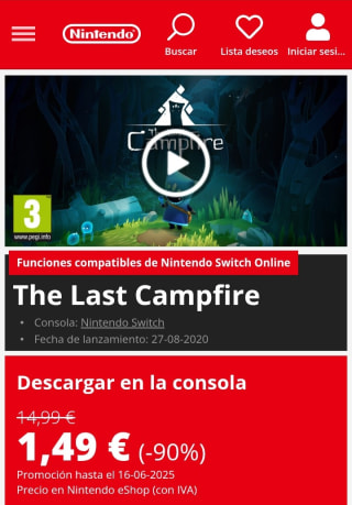 The Last Campfire Nintendo Switch por 1,49€.